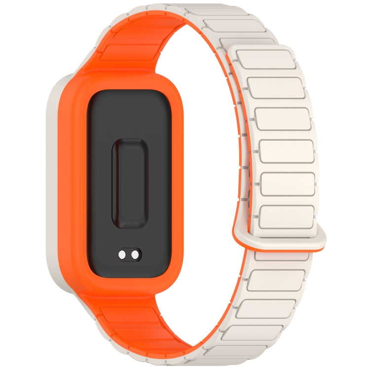 For Xiaomi Band 9 Active Dual Color Soft Case Integrated Magnetic Silicone Watch Band