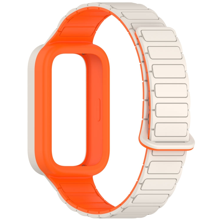 For Xiaomi Band 9 Active Dual Color Soft Case Integrated Magnetic Silicone Watch Band