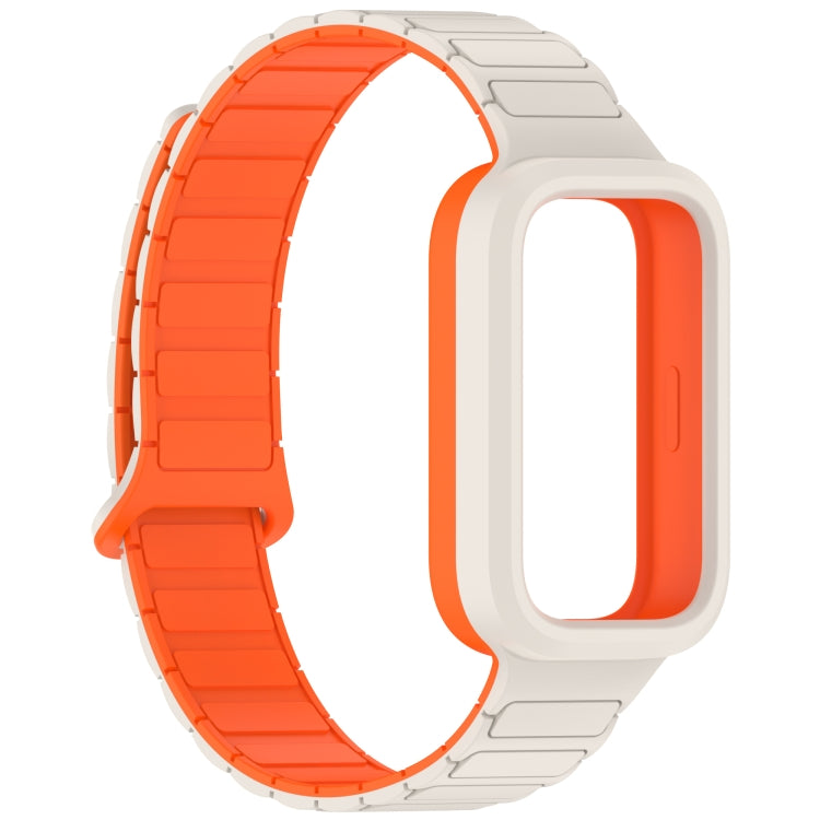 For Xiaomi Band 9 Active Dual Color Soft Case Integrated Magnetic Silicone Watch Band