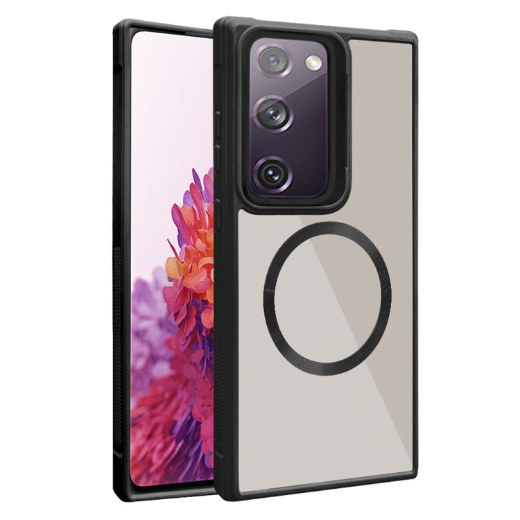 For Samsung Galaxy S20 FE Plated CD Texture MagSafe Acrylic Hybrid TPU Phone Case