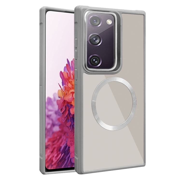 For Samsung Galaxy S20 FE Plated CD Texture MagSafe Acrylic Hybrid TPU Phone Case