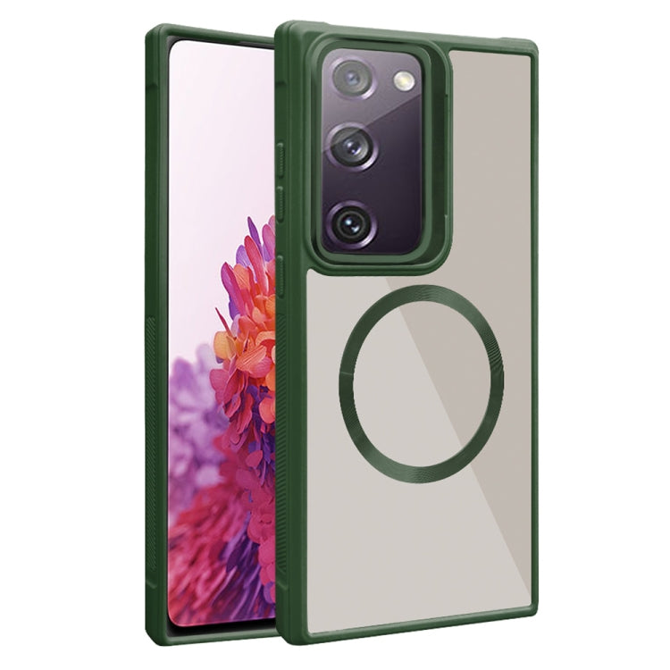 For Samsung Galaxy S20 FE Plated CD Texture MagSafe Acrylic Hybrid TPU Phone Case