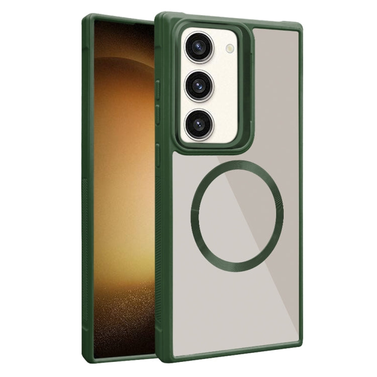 For Samsung Galaxy S23 5G Plated CD Texture MagSafe Acrylic Hybrid TPU Phone Case