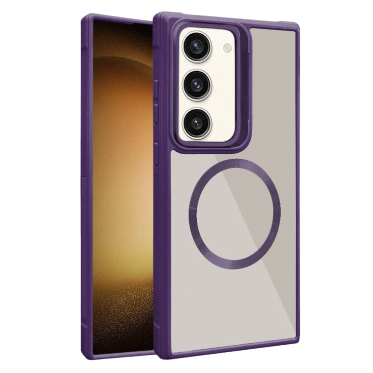 For Samsung Galaxy S23 5G Plated CD Texture MagSafe Acrylic Hybrid TPU Phone Case