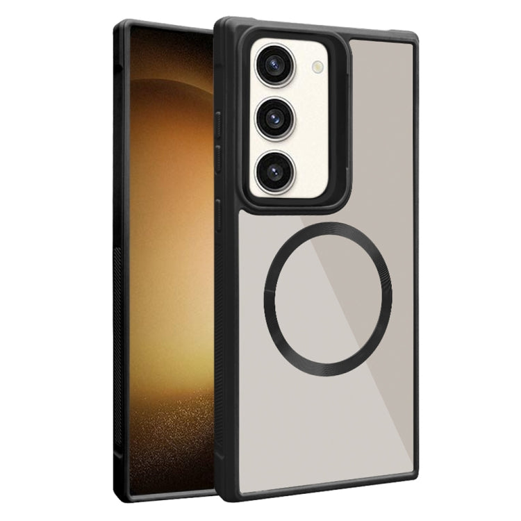 For Samsung Galaxy S23+ 5G Plated CD Texture MagSafe Acrylic Hybrid TPU Phone Case