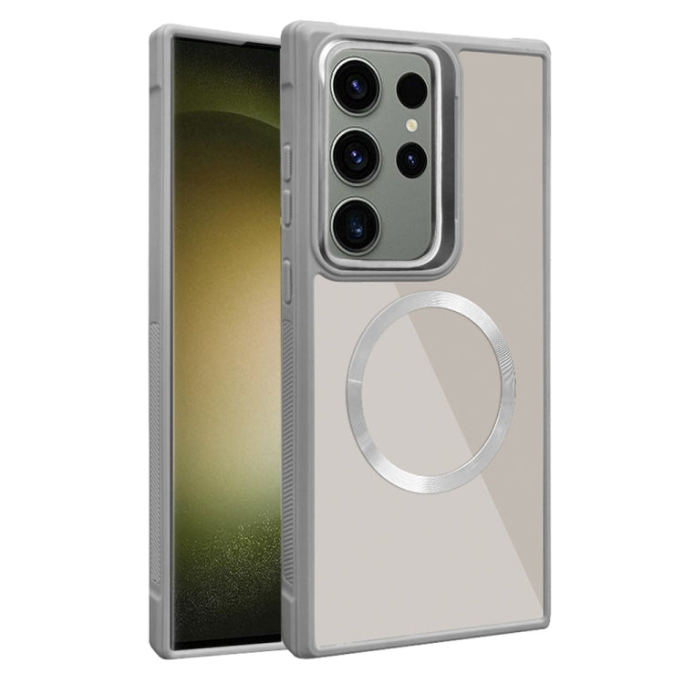 For Samsung Galaxy S23 Ultra 5G Plated CD Texture MagSafe Acrylic Hybrid TPU Phone Case