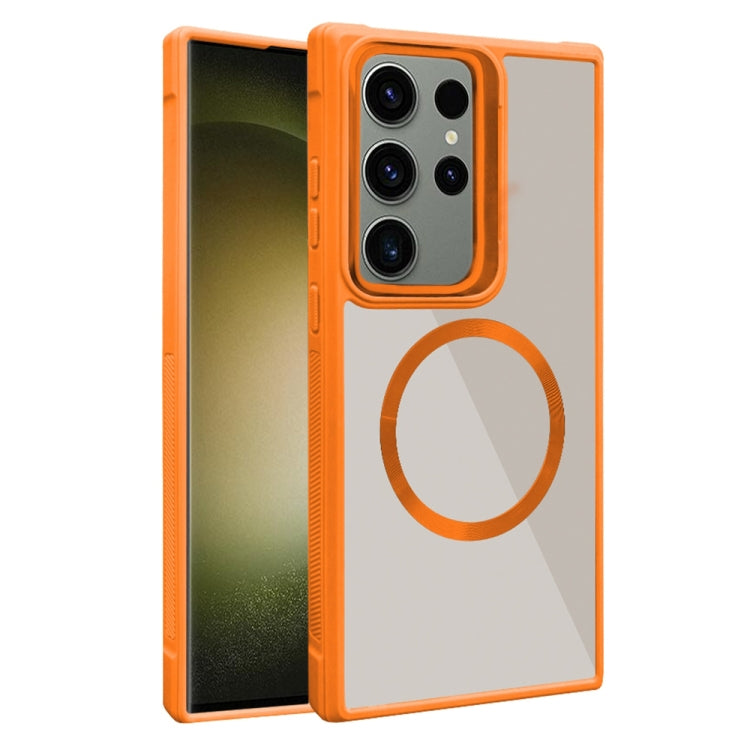 For Samsung Galaxy S23 Ultra 5G Plated CD Texture MagSafe Acrylic Hybrid TPU Phone Case