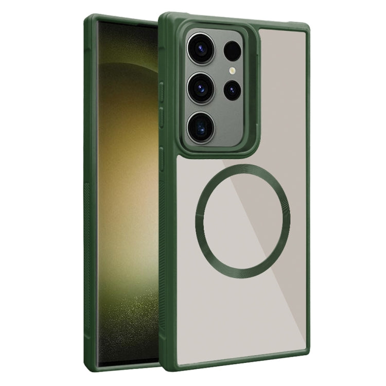 For Samsung Galaxy S23 Ultra 5G Plated CD Texture MagSafe Acrylic Hybrid TPU Phone Case
