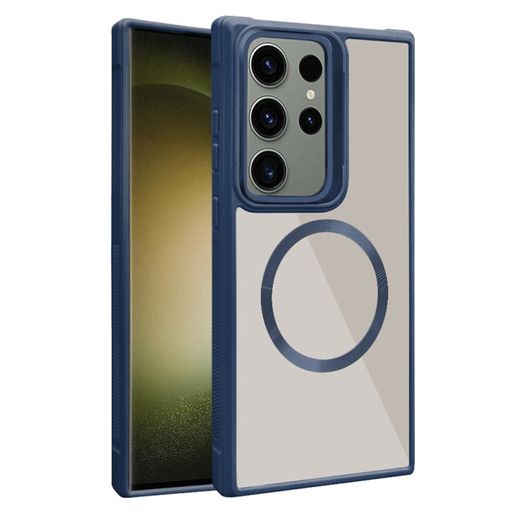 For Samsung Galaxy S23 Ultra 5G Plated CD Texture MagSafe Acrylic Hybrid TPU Phone Case