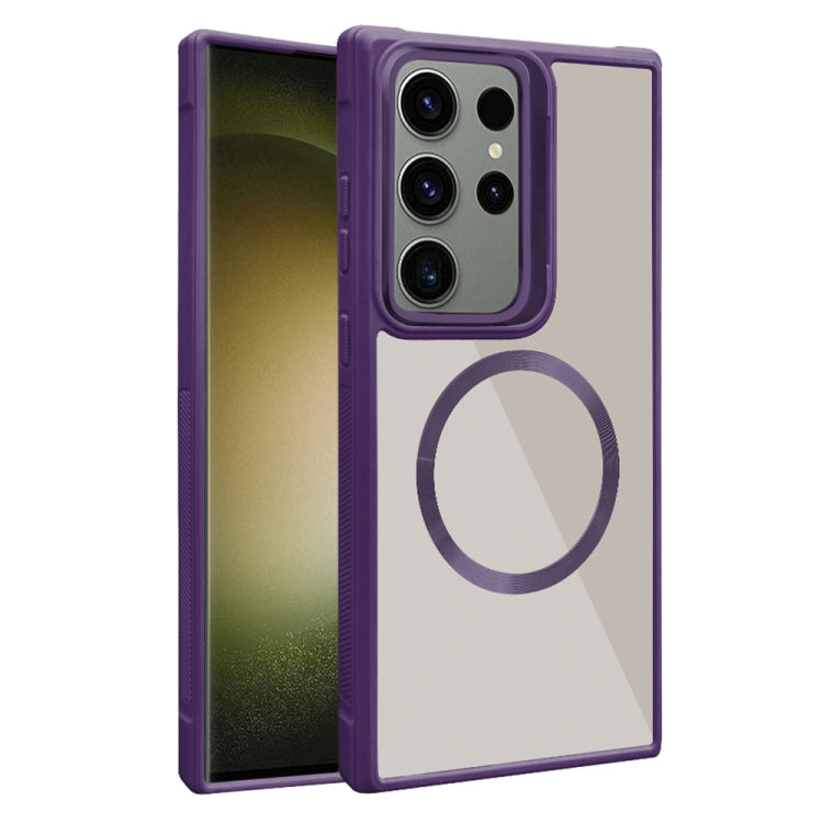 For Samsung Galaxy S23 Ultra 5G Plated CD Texture MagSafe Acrylic Hybrid TPU Phone Case