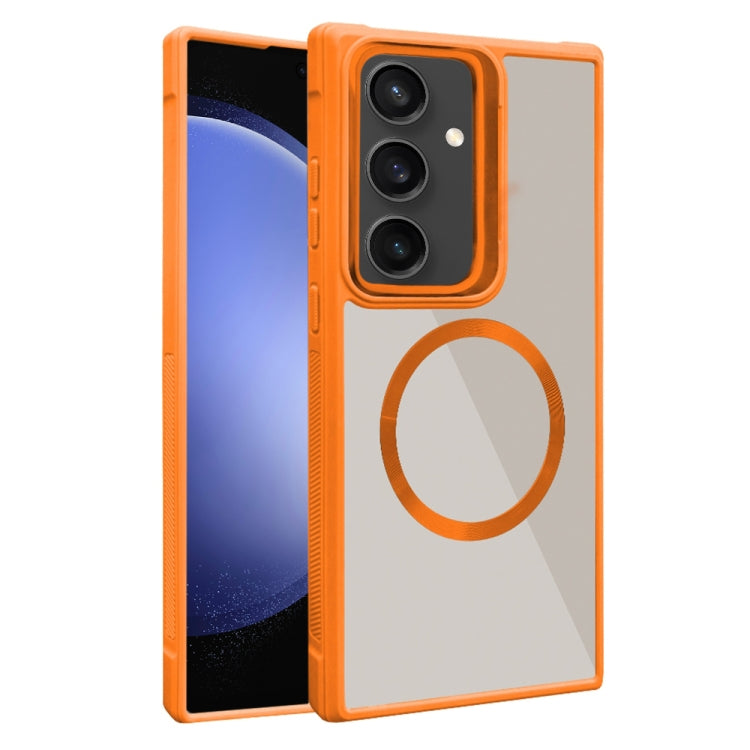 For Samsung Galaxy S23 FE 5G Plated CD Texture MagSafe Acrylic Hybrid TPU Phone Case