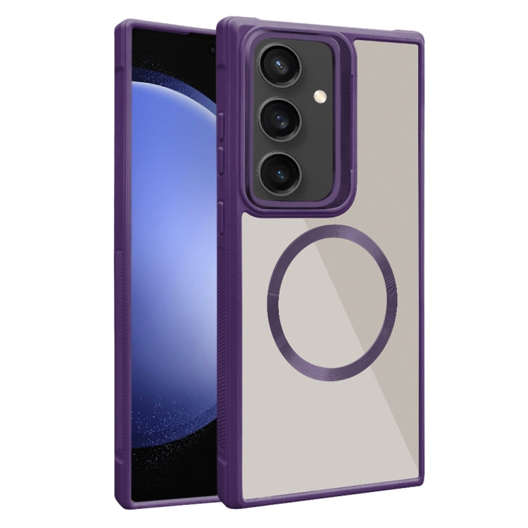 For Samsung Galaxy S23 FE 5G Plated CD Texture MagSafe Acrylic Hybrid TPU Phone Case