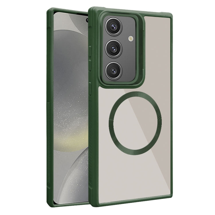 For Samsung Galaxy S24 5G Plated CD Texture MagSafe Acrylic Hybrid TPU Phone Case