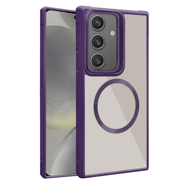 For Samsung Galaxy S24 5G Plated CD Texture MagSafe Acrylic Hybrid TPU Phone Case