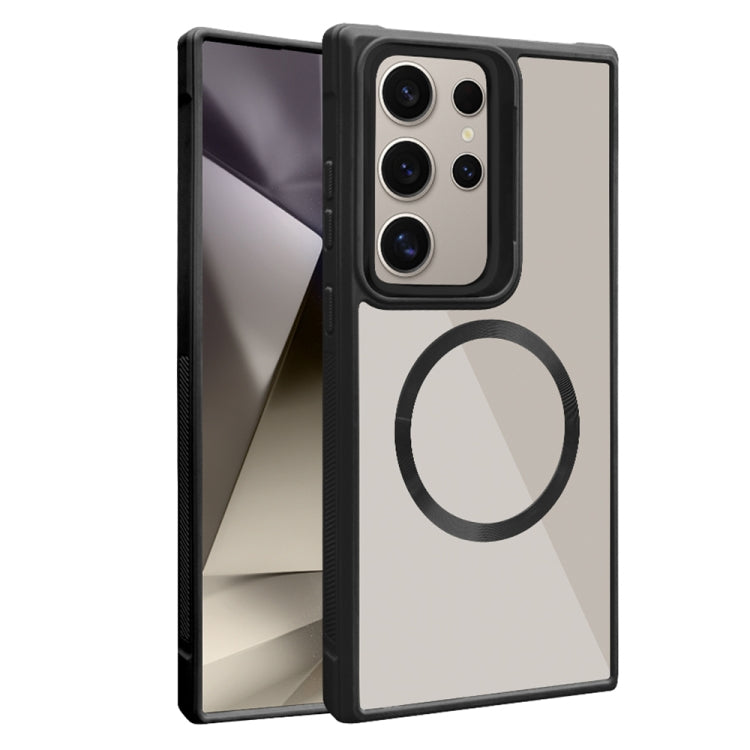 For Samsung Galaxy S24 Ultra 5G Plated CD Texture MagSafe Acrylic Hybrid TPU Phone Case