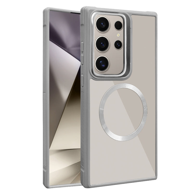 For Samsung Galaxy S24 Ultra 5G Plated CD Texture MagSafe Acrylic Hybrid TPU Phone Case