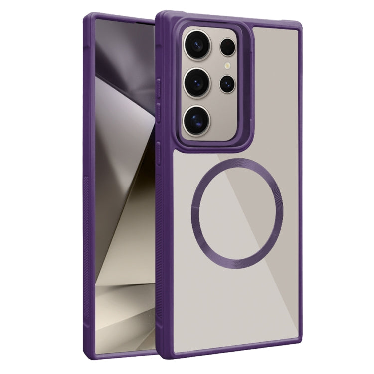 For Samsung Galaxy S24 Ultra 5G Plated CD Texture MagSafe Acrylic Hybrid TPU Phone Case