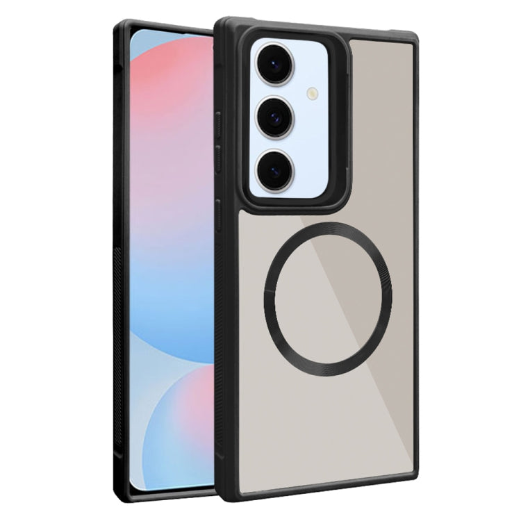 For Samsung Galaxy S24 FE 5G Plated CD Texture MagSafe Acrylic Hybrid TPU Phone Case