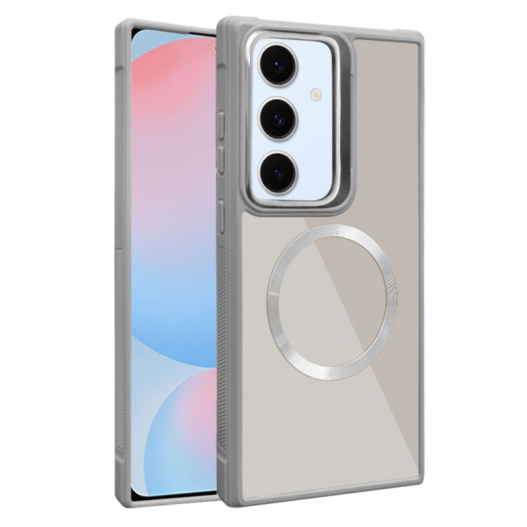 For Samsung Galaxy S24 FE 5G Plated CD Texture MagSafe Acrylic Hybrid TPU Phone Case