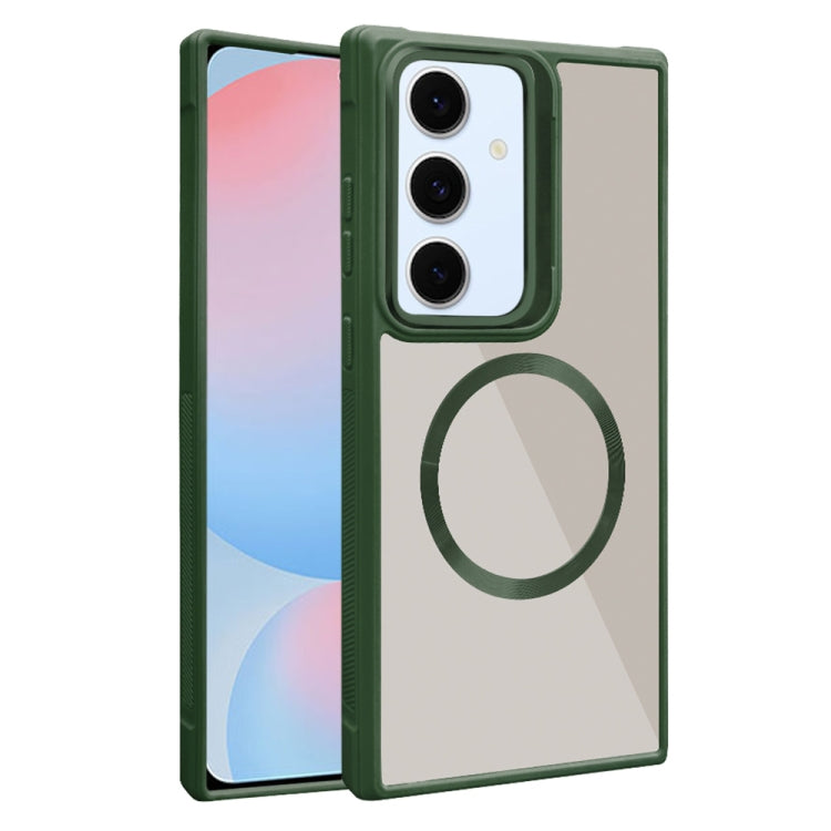 For Samsung Galaxy S24 FE 5G Plated CD Texture MagSafe Acrylic Hybrid TPU Phone Case