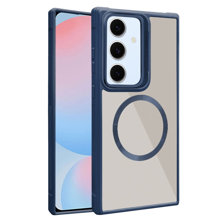 For Samsung Galaxy S24 FE 5G Plated CD Texture MagSafe Acrylic Hybrid TPU Phone Case