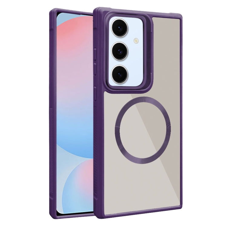 For Samsung Galaxy S24 FE 5G Plated CD Texture MagSafe Acrylic Hybrid TPU Phone Case