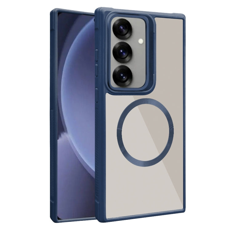 For Samsung Galaxy S25+ 5G Plated CD Texture MagSafe Acrylic Hybrid TPU Phone Case