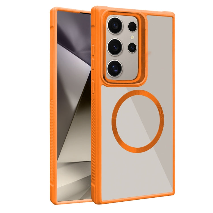 For Samsung Galaxy S25 Ultra 5G Plated CD Texture MagSafe Acrylic Hybrid TPU Phone Case