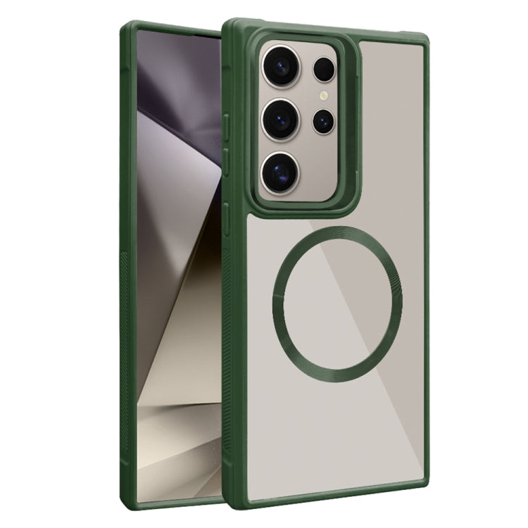 For Samsung Galaxy S25 Ultra 5G Plated CD Texture MagSafe Acrylic Hybrid TPU Phone Case