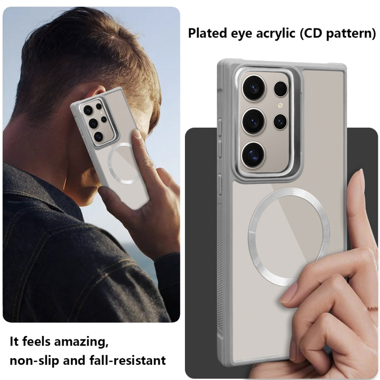 For Samsung Galaxy S21 FE 5G Plated CD Texture MagSafe Acrylic Hybrid TPU Phone Case