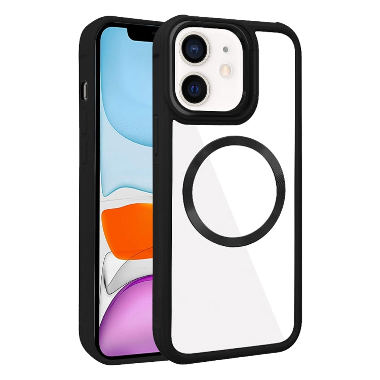 For iPhone 11 Plated CD Texture MagSafe Acrylic Hybrid TPU Phone Case