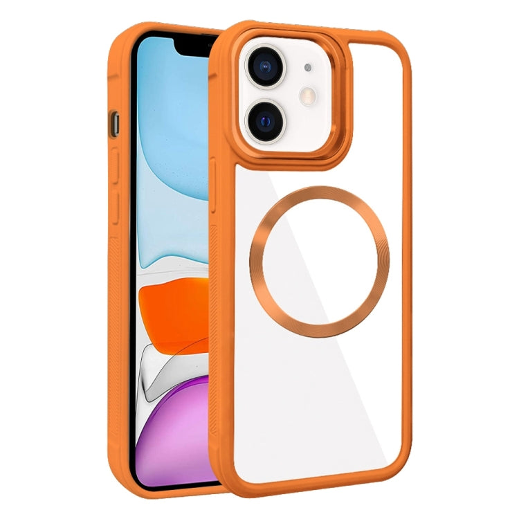 For iPhone 11 Plated CD Texture MagSafe Acrylic Hybrid TPU Phone Case
