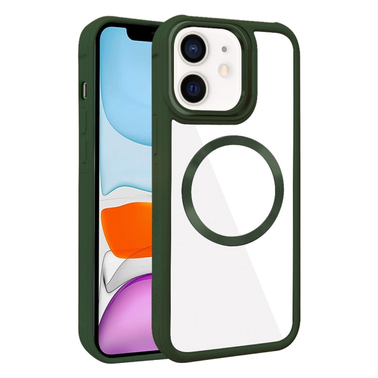 For iPhone 11 Plated CD Texture MagSafe Acrylic Hybrid TPU Phone Case