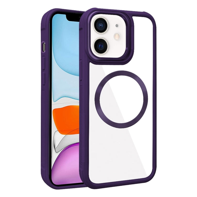 For iPhone 11 Plated CD Texture MagSafe Acrylic Hybrid TPU Phone Case
