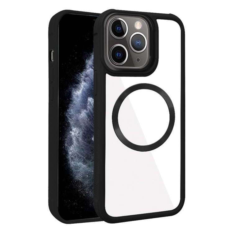 For iPhone 11 Pro Max Plated CD Texture MagSafe Acrylic Hybrid TPU Phone Case