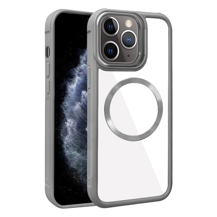 For iPhone 11 Pro Max Plated CD Texture MagSafe Acrylic Hybrid TPU Phone Case