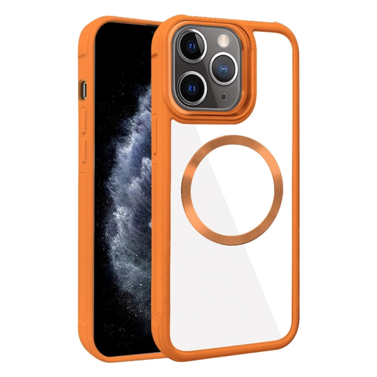 For iPhone 11 Pro Max Plated CD Texture MagSafe Acrylic Hybrid TPU Phone Case