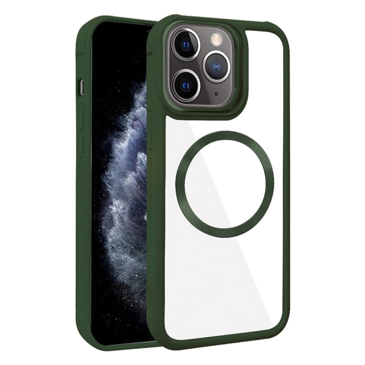 For iPhone 11 Pro Max Plated CD Texture MagSafe Acrylic Hybrid TPU Phone Case