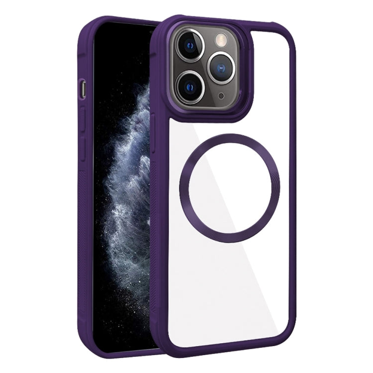 For iPhone 11 Pro Max Plated CD Texture MagSafe Acrylic Hybrid TPU Phone Case