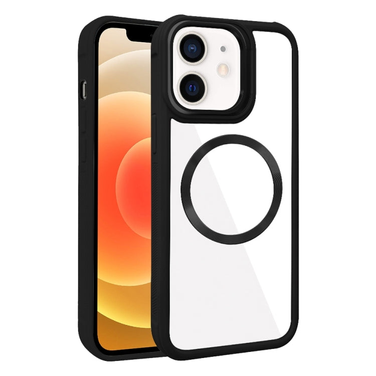 For iPhone 12 Plated CD Texture MagSafe Acrylic Hybrid TPU Phone Case