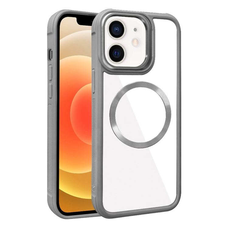 For iPhone 12 Plated CD Texture MagSafe Acrylic Hybrid TPU Phone Case