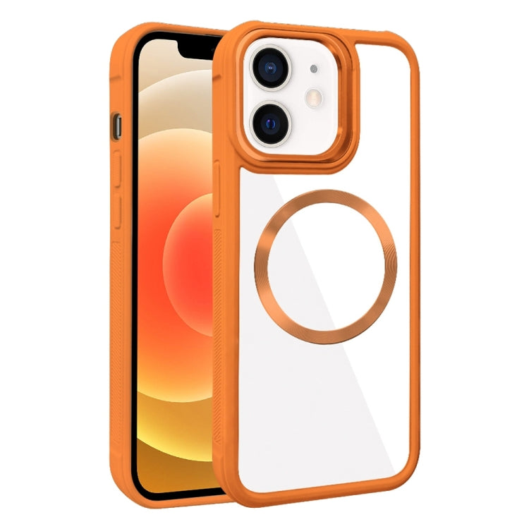 For iPhone 12 Plated CD Texture MagSafe Acrylic Hybrid TPU Phone Case