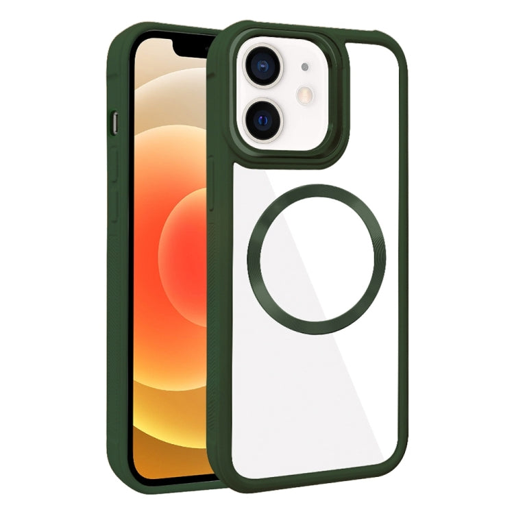 For iPhone 12 Plated CD Texture MagSafe Acrylic Hybrid TPU Phone Case