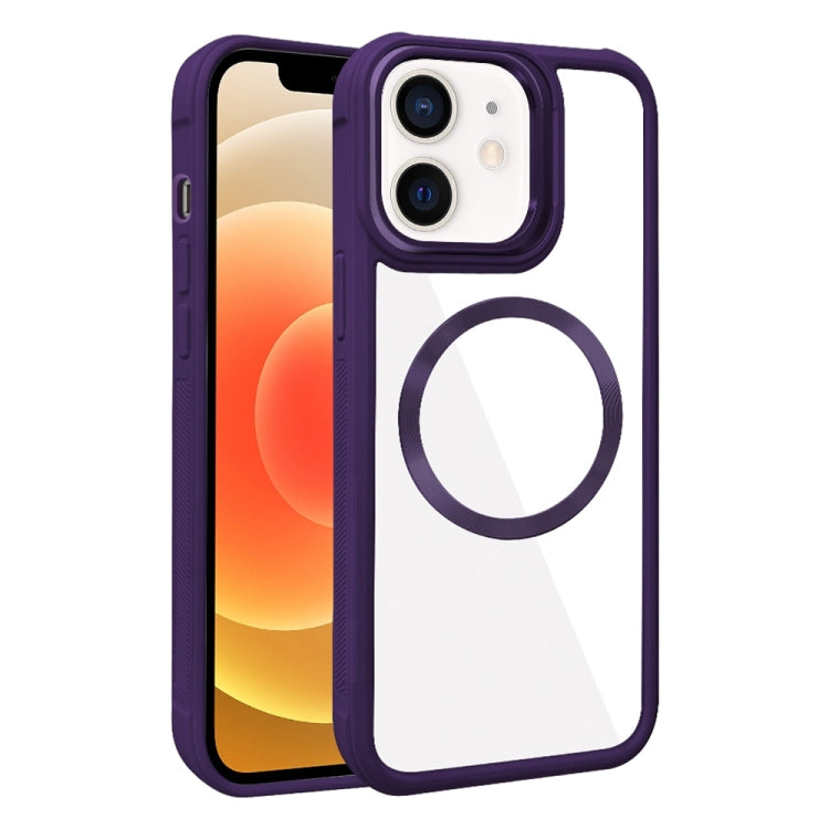 For iPhone 12 Plated CD Texture MagSafe Acrylic Hybrid TPU Phone Case