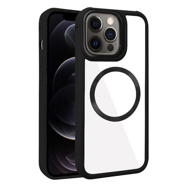 For iPhone 12 Pro Plated CD Texture MagSafe Acrylic Hybrid TPU Phone Case