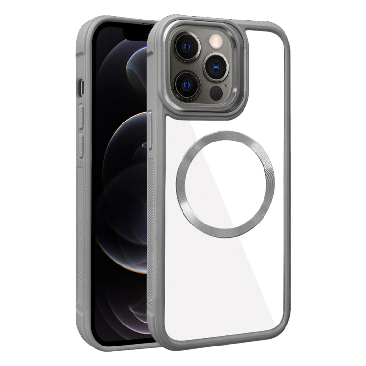 For iPhone 12 Pro Plated CD Texture MagSafe Acrylic Hybrid TPU Phone Case