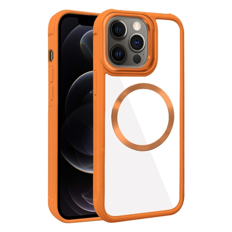 For iPhone 12 Pro Plated CD Texture MagSafe Acrylic Hybrid TPU Phone Case