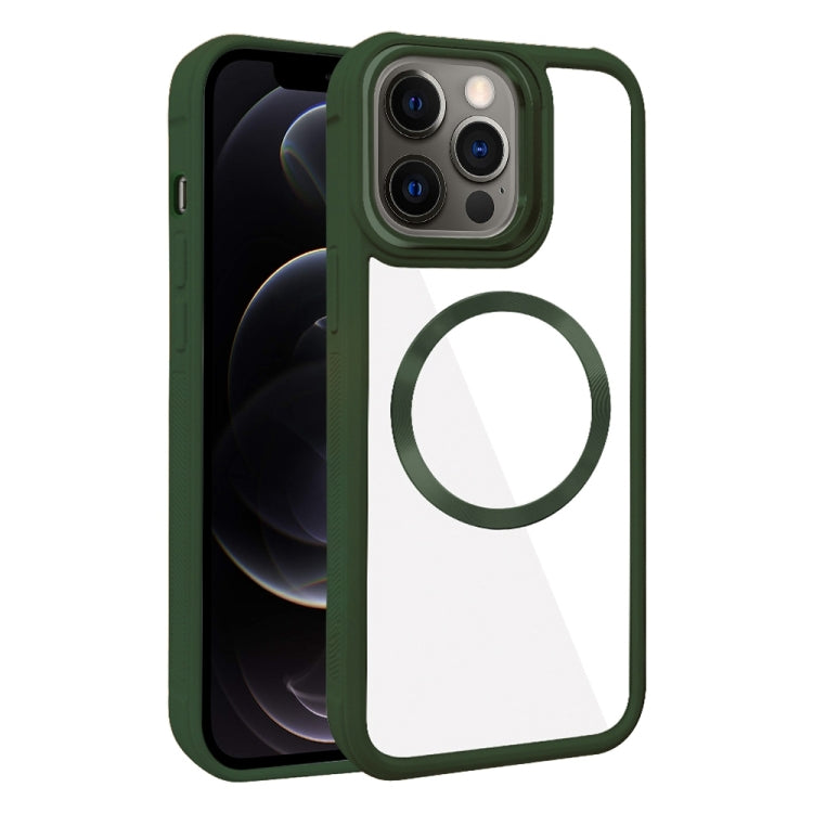 For iPhone 12 Pro Plated CD Texture MagSafe Acrylic Hybrid TPU Phone Case