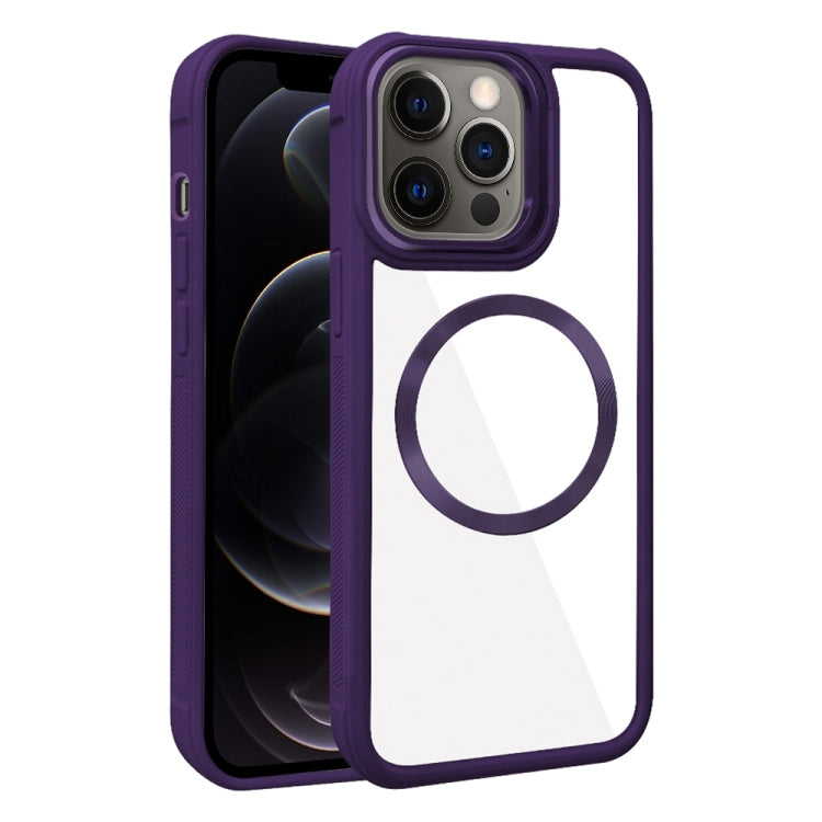 For iPhone 12 Pro Plated CD Texture MagSafe Acrylic Hybrid TPU Phone Case