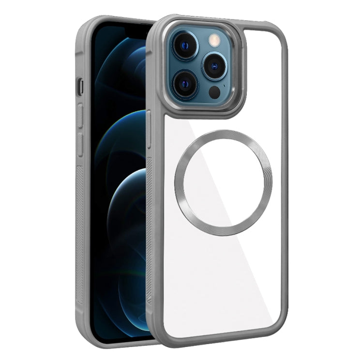 For iPhone 12 Pro Max Plated CD Texture MagSafe Acrylic Hybrid TPU Phone Case